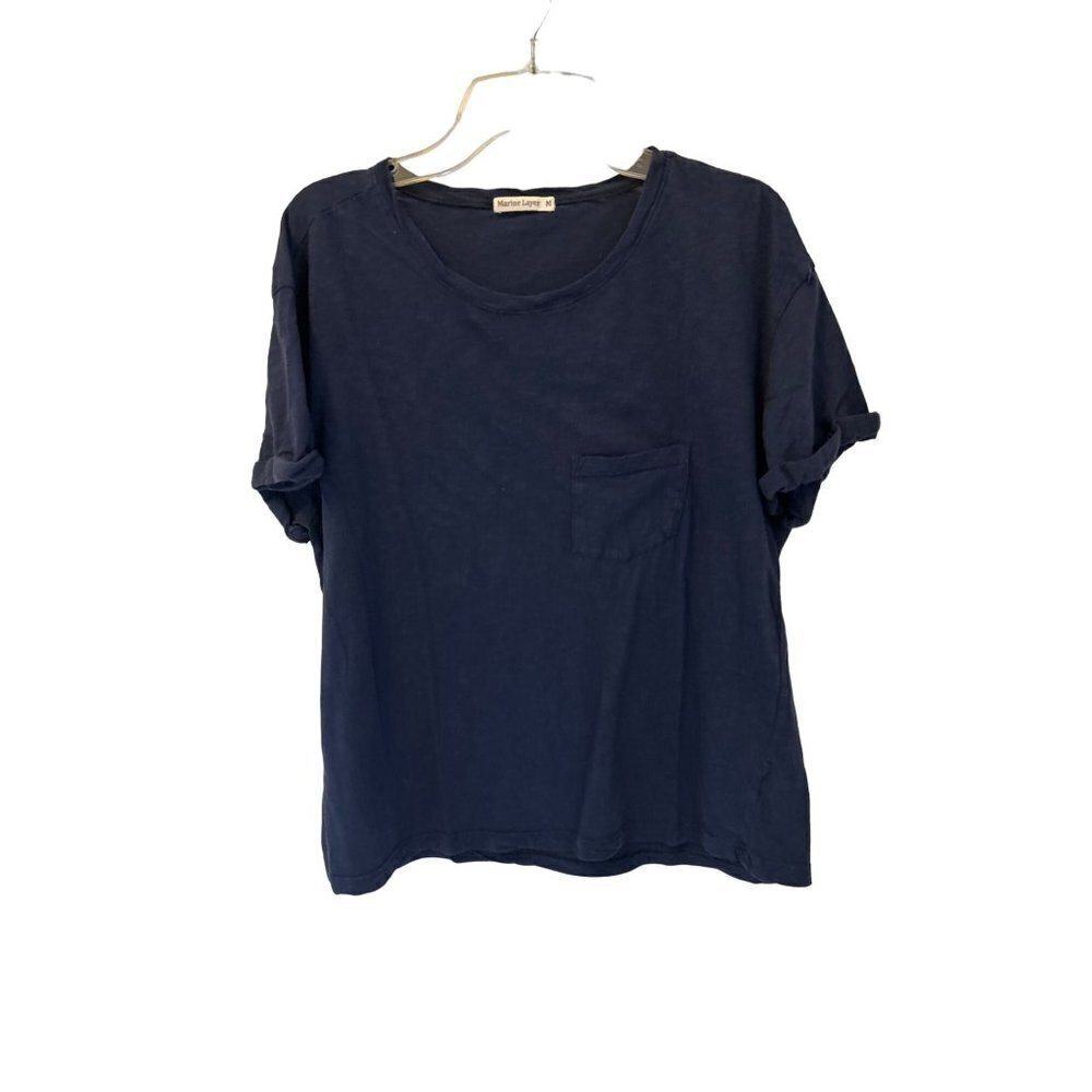 Women's Med Marine Layers Blue Cotton Tee T-Shirt